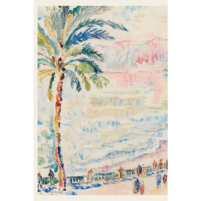 Nice Promenade Des Anglais French Riviera Watercolor Art Print by Paul Signac — 12" X 8" For Sale - Image 4 of 7