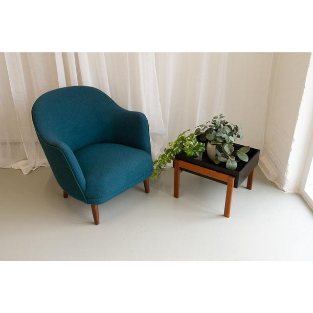 Danish Modern Easy Chair in Teal Blue, 1950s For Sale - Image 17 of 18
