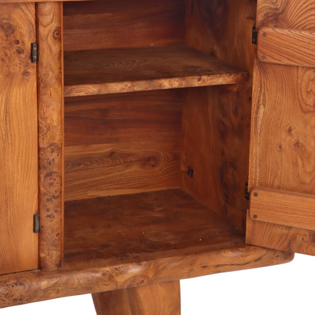 French Brutalist Style Burl Elm Buffet, C. 1960 For Sale In Philadelphia - Image 6 of 9