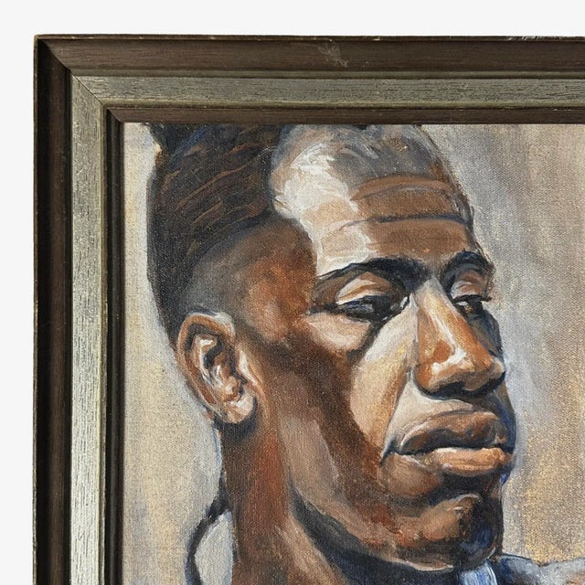 Vintage Expressionist Portrait of Man by William Wendt, Signed (c. 1980, Oil on Canvas). Titled ‘Jahad’ en verso. Housed...