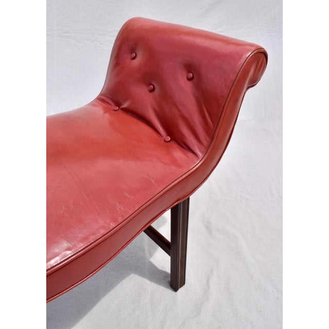 Antique Chippendale Window Benches, Mahogany & Leather, England, 1940s For Sale In Philadelphia - Image 6 of 13