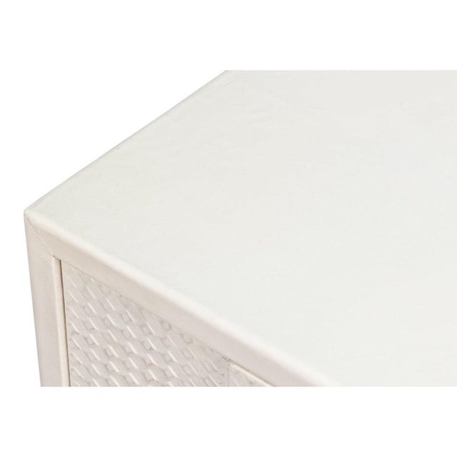 Metal Modern Glam White Leather Credenza on Sled Base For Sale - Image 7 of 11
