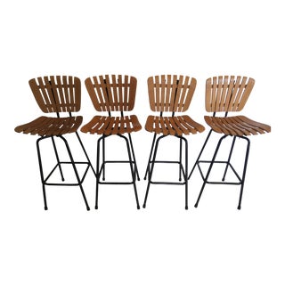 Arthur Umanoff Style Mid-Century Bar Stools - Set of 4 For Sale