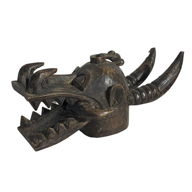 African Vintage Large Senufo African Fire Spitter Mask Wanyugo For Sale - Image 3 of 5