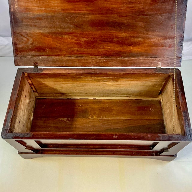 Wood Early 20th C Antique Folk Art Mission Walnut Storage Blanket Chest, Hand Crafted. For Sale - Image 7 of 15