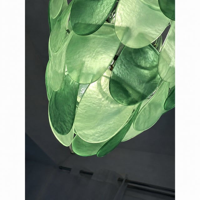2010s Modern Green Petals Murano-Style Glass Chandelier For Sale - Image 5 of 9