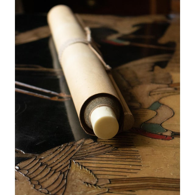 Textile "Carp Leaping" by Masayuki, Showa Era Japanese Printed Silk Scroll For Sale - Image 7 of 11