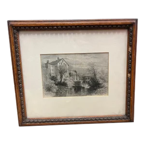 19th Century Blackstone River Print Framed & Matted