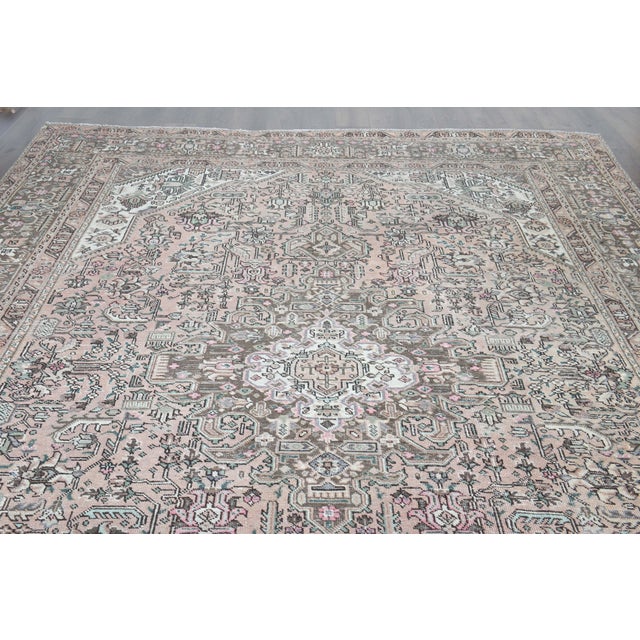 1970s Vintage Persian Handmade Wool Coton Orange Area Rug For Sale In San Francisco - Image 6 of 11