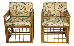 Vintage Rattan and Bamboo Armchairs from Vivai Del Sud, 1960s, Set of 2