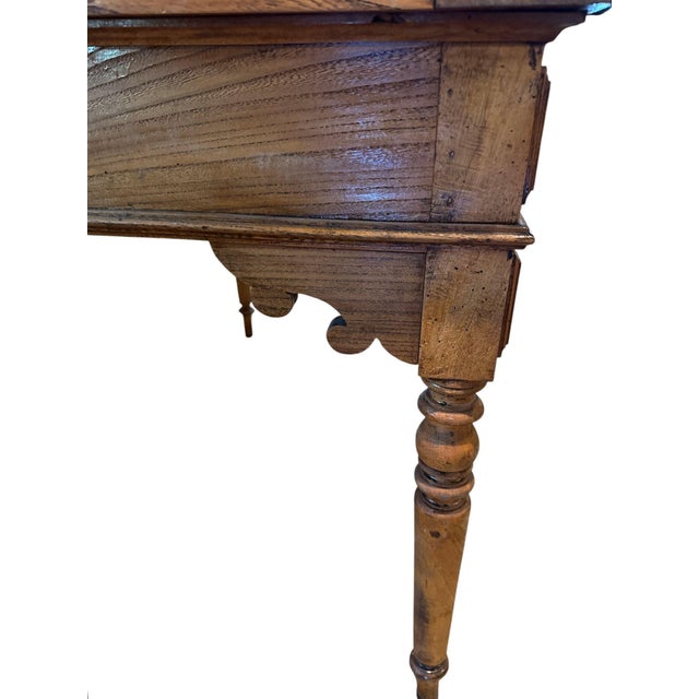 French Elm Wood Writing Desk, Circa 1900-20’s For Sale - Image 9 of 10