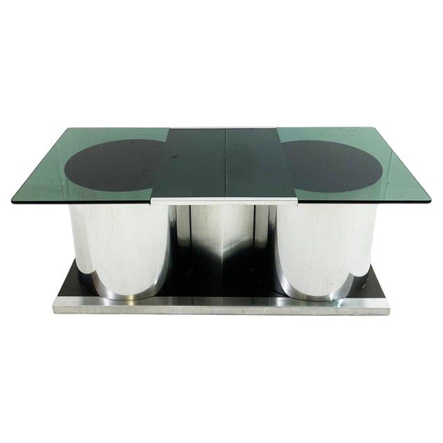 Modular Coffee Table in Chrome and Smoked Glass, Italy, 1970s For Sale