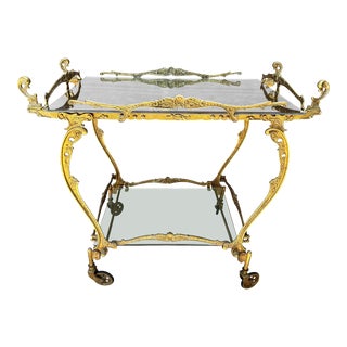 Baroque Bronze Two Tier Bar or Tea Cart For Sale