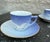 Eight piece porcelain tea cups with saucer manufactured by Bing & Grondalh, Copenhagen, Denmark. The tea cups feature a...