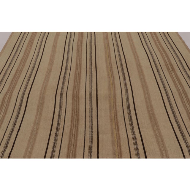 Rug & Kilim Vintage Persian Kilim, Elegant Vertical Stripes in Neutral Beige - Rug & Kilim For Sale - Image 4 of 8