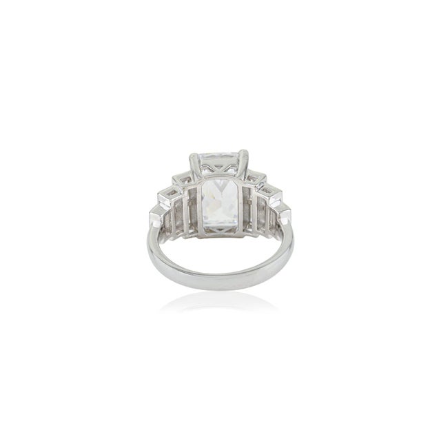Metal Art Deco Emerald Cut Cz Cocktail Ring in 925 Sterling Silver - Statement Ring Size 7 For Sale - Image 7 of 12