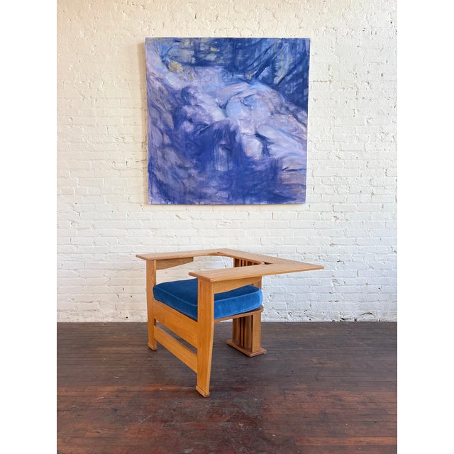 Sculptural Frank Lloyd Wright style solid oak chair with beautiful silhouette from every angle. This is no doubt a...