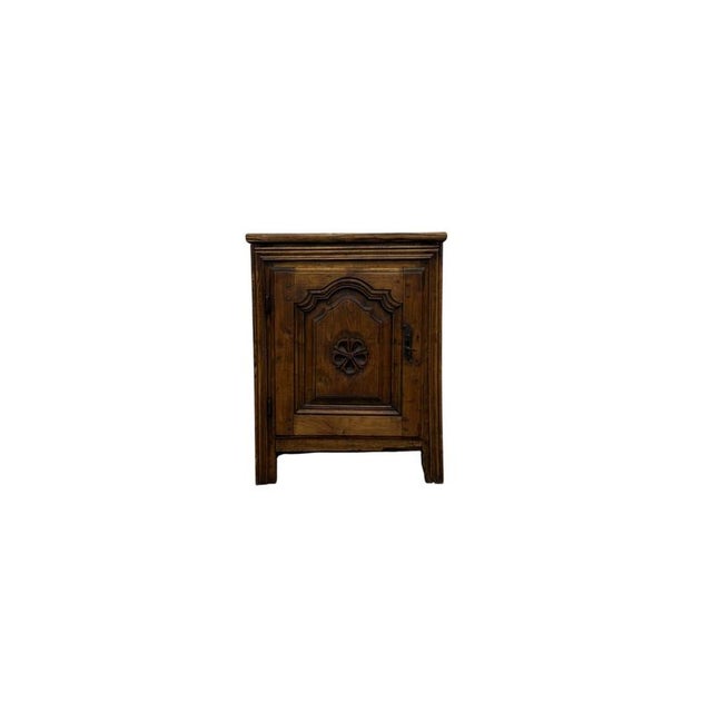 Small 19th-Century Walnut Cabinet with Decorated Door For Sale - Image 5 of 5
