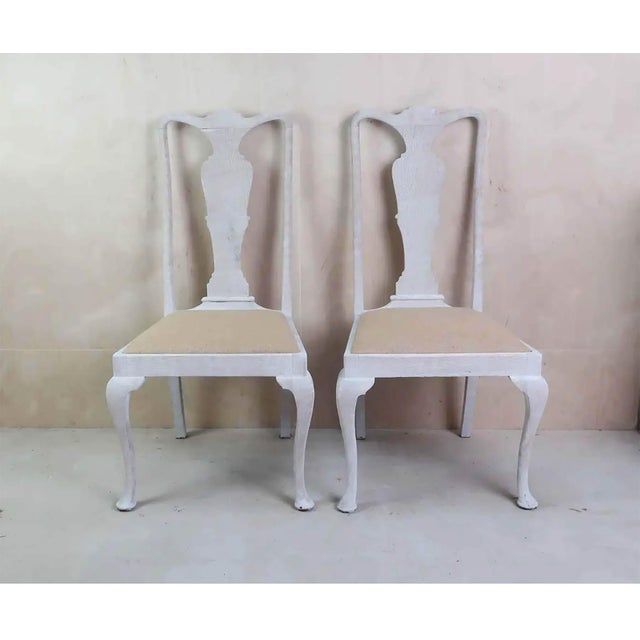 Antique English Chippendale Style Dining Chairs in Limed Oak, 1880, Set of 4 For Sale - Image 4 of 12