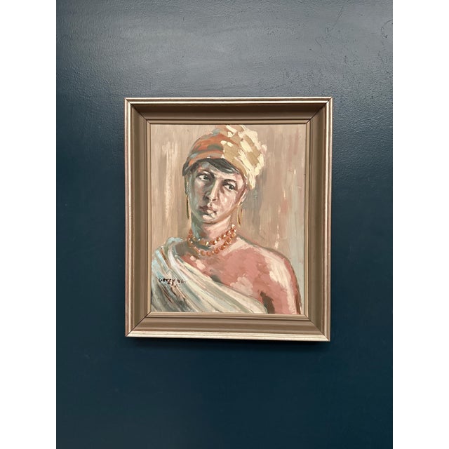 Original Swedish Oil on Panel – “Portrait of a Woman” by Unknown Artist – Indistinctly Signed – Vintage & Framed – 55.5 ×...
