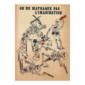 1968 Antonio Segui 'On Ne Matraque Pas L'Imagination' Modernism Black & White,Red Mixed Media