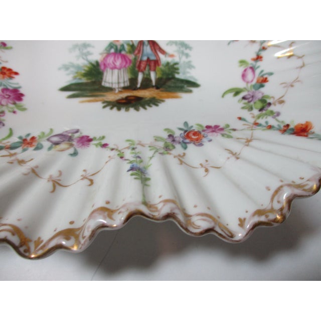 1950s 1950s Hand Painted Courting Couple Dresden Porcelain Bowl For Sale - Image 5 of 9
