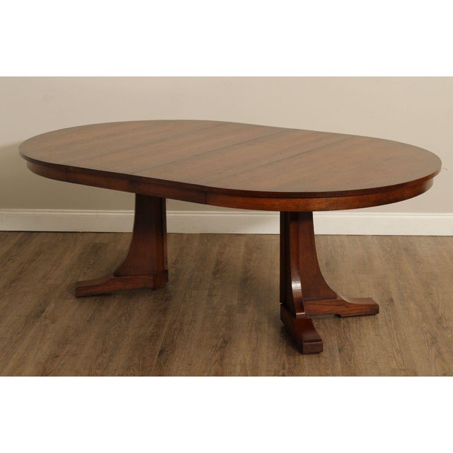 Mission Stickley Mission Collection Oak Round Pedestal Dining Table For Sale - Image 3 of 18