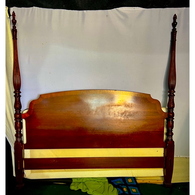 Ethan Allen 18th Century Collection Banded Mahogany King Size Four Poster Bed For Sale - Image 14 of 14