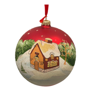 Vintage Handpainted Jumbo Blown Glass Christmas Ball
