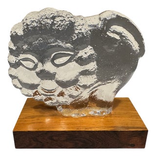 Vintage Glass Lion by Lars Hellsten, 1960 For Sale