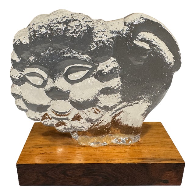 Vintage Glass Lion by Lars Hellsten, 1960 For Sale