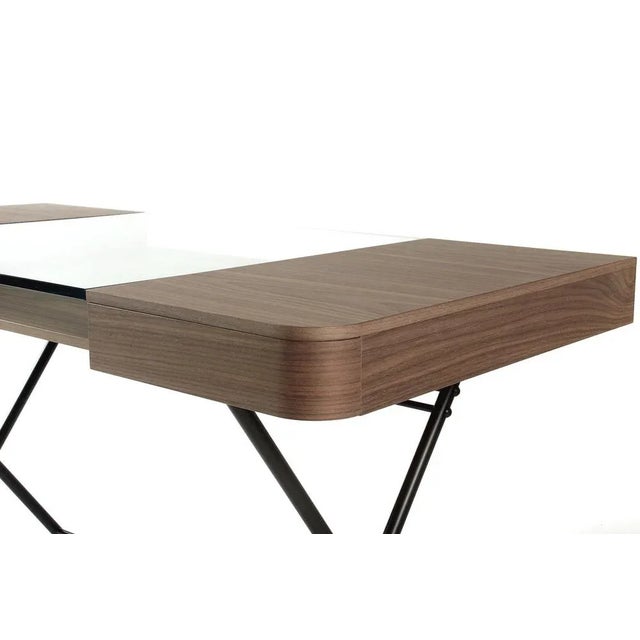 Brown Cosimo Desk with Walnut Veneer and Bronze Lacquered Frame by Marco Zanuso Jr. for Adentro For Sale - Image 8 of 13