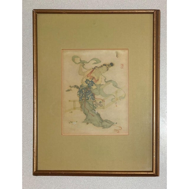 Early 20th Century Framed Elyse Ashe Lorde Print "My Dress", - Chinese, Deco, Hollywood Regency For Sale - Image 5 of 5