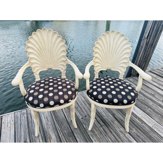 Mid 20th Century Italian Venetian Grotto Style Scalloped Shell Back Dining Chairs - Set of 6 For Sale - Image 5 of 12