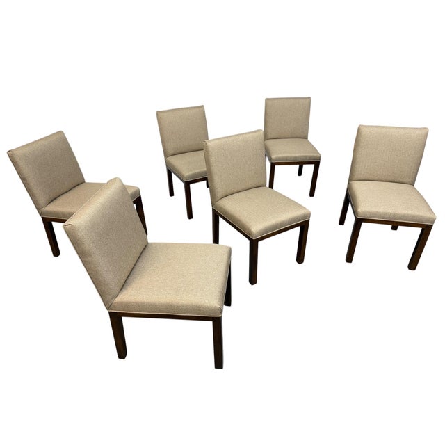Elevate your dining room with this exceptional set of six Mid-Century Modern John Widdicomb dining chairs, crafted circa...