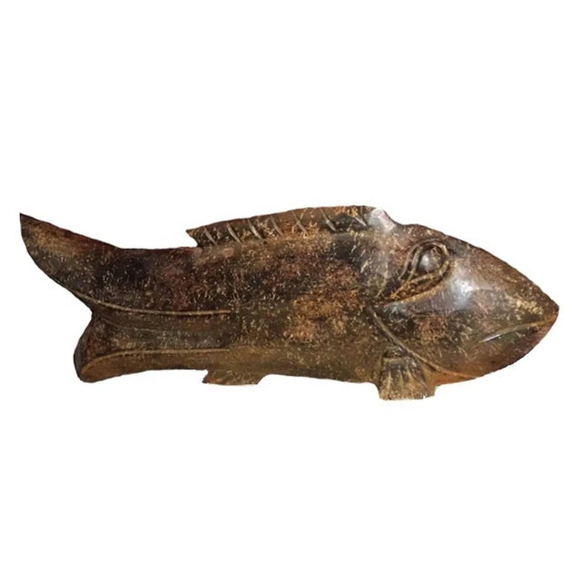 Brown Giant 33" Granite Fish Neolithic Style For Sale - Image 8 of 8