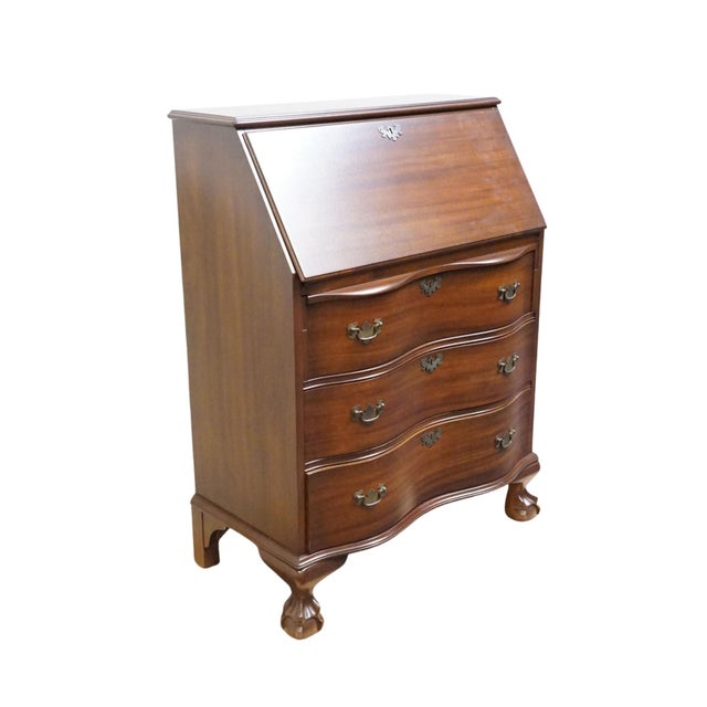Traditional Lammert's Furniture Solid Mahogany Traditional Style 31" Serpentine Front Secretary Desk For Sale - Image 3 of 14