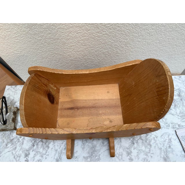 Vintage Handcrafted Wooden Decor Cradle Vessel For Sale - Image 4 of 11
