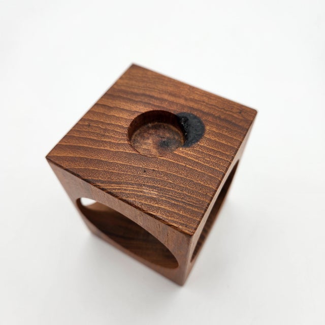 Mid-Century Modern 1960s Vintage Scandinavian Teak Candle Holder with Sculptural Design For Sale - Image 3 of 8