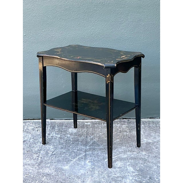 Vintage Hand Painted Chinoiserie Side Table For Sale - Image 11 of 12