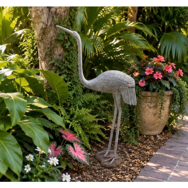 Vintage Cast Iron Crane Garden Statue For Sale - Image 12 of 12