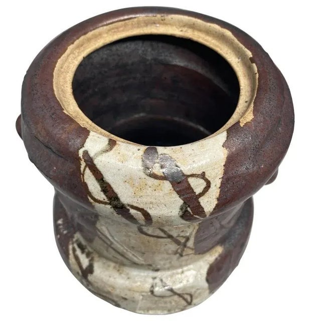 Early 20th Century Japanese Ceramic Oribe Tea Ceremony Mizusashi Water Vessel For Sale - Image 5 of 6