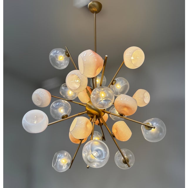 21st Century Opaline and Ombre Blush Murano Glass Sputnik Chandelier by Fabio LTD For Sale - Image 9 of 11