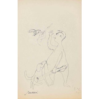 Mino Maccari, The Hunter, 1940, Ink For Sale