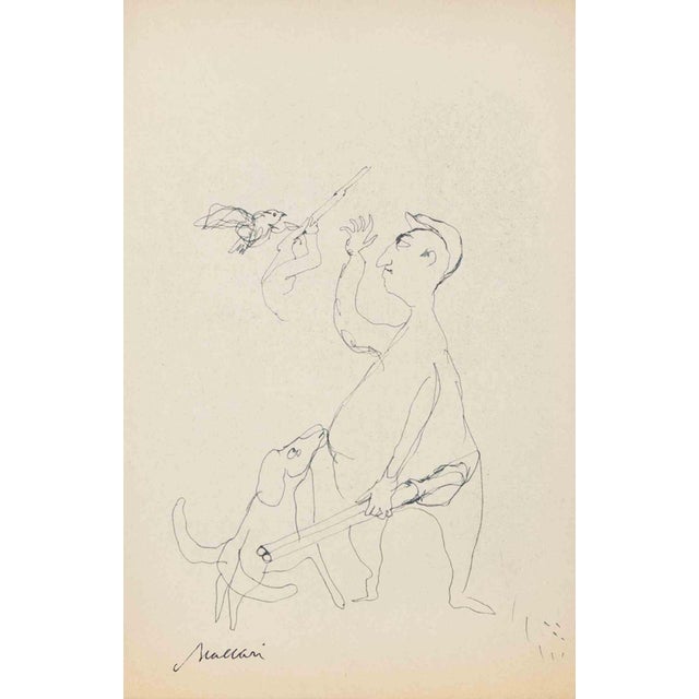 Mino Maccari, The Hunter, 1940, Ink For Sale