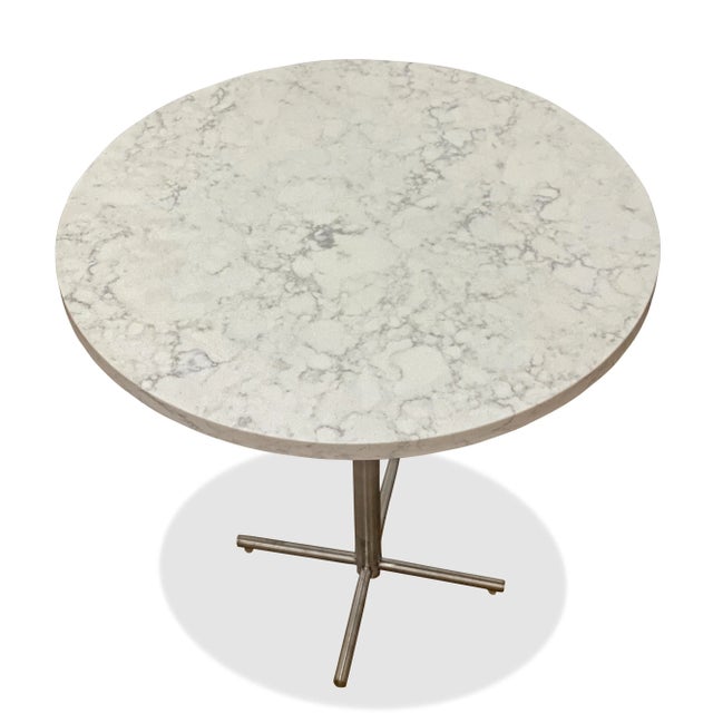 Contemporary Marbled Quartz Round Side Table From Room & Board For Sale - Image 3 of 4