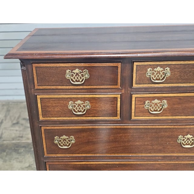 Late 20th Century Late 20th Century Stickley Banded Mahogany Dresser Chest of Drawers Dovetail Construction For Sale - Image 5 of 15