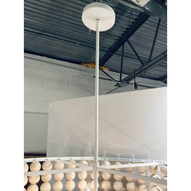 Currey & Company Currey & Company Organic Modern Beige Wood Bead Holcroft Chandelier For Sale - Image 4 of 5