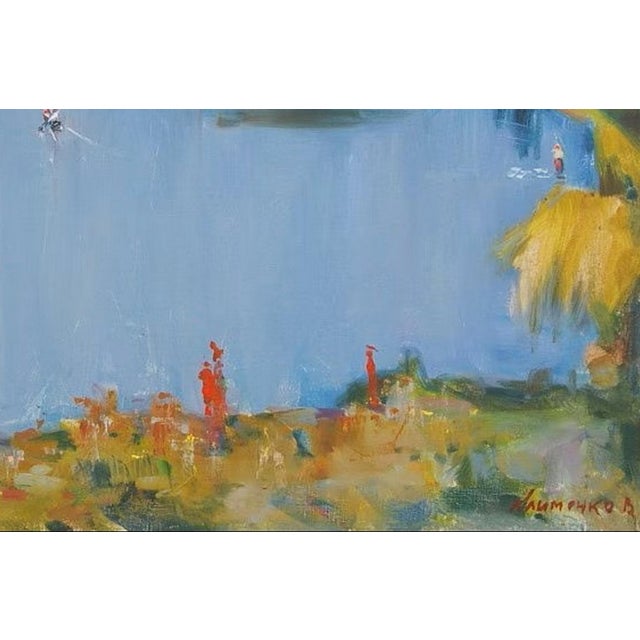 Ukrainian Impressionism River Oil Painting, 1980s Landscape Art 80-120 For Sale - Image 6 of 6