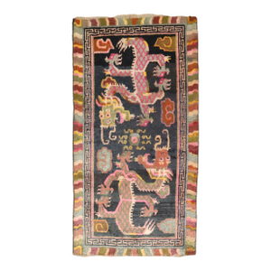 Early 20th Century Colorful Dragon Tibetan Rug